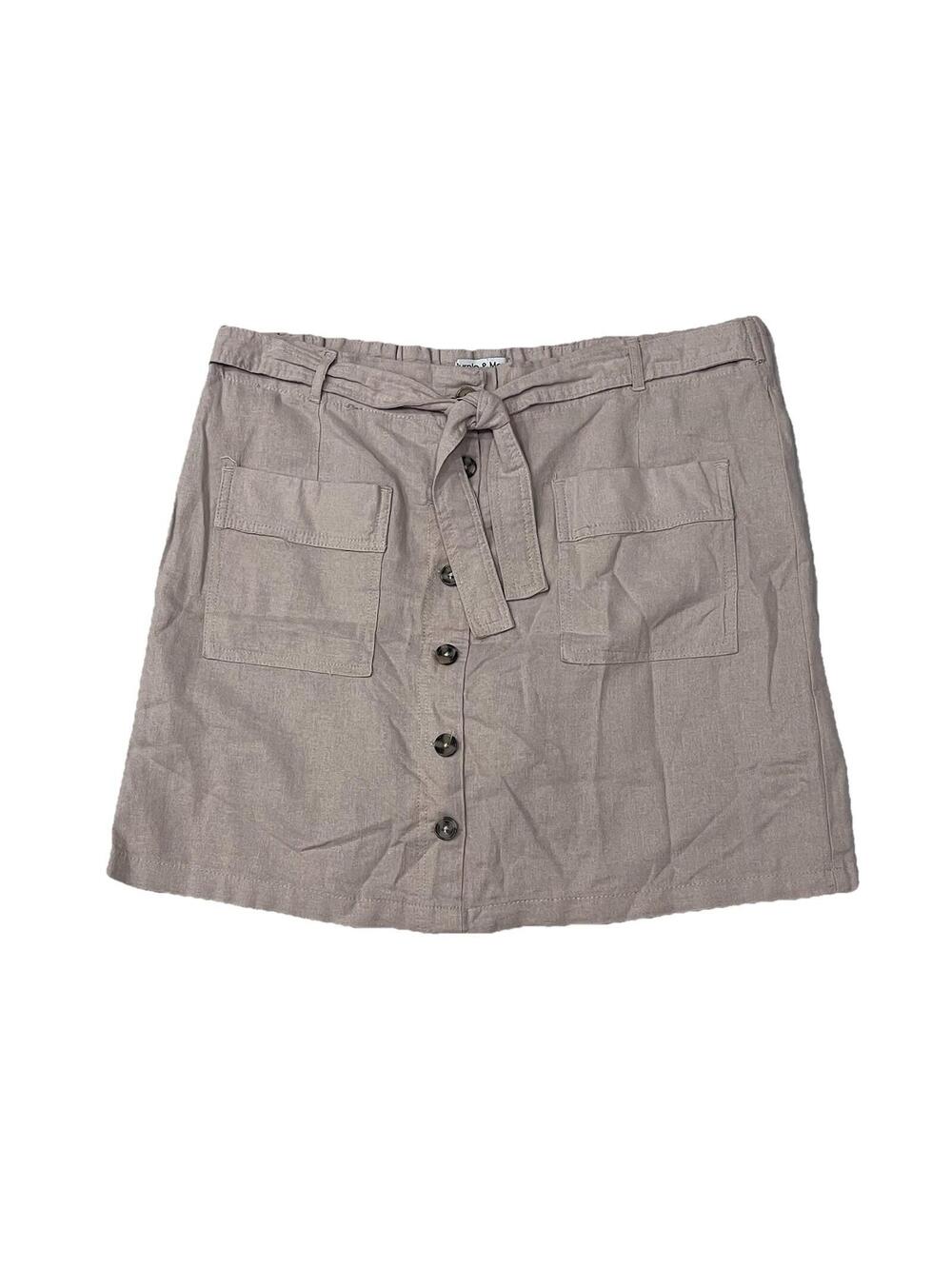 Purple & More Beige Linen Blend Mini Skirt Women’s Large Coastal Beach Cottage - Picture 2 of 10